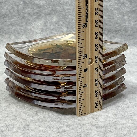 Vintage Lucite Acrylic Footed Coasters Dried Pressed Flowers Set of 6 Clear 3.5" - Picture 15 of 16